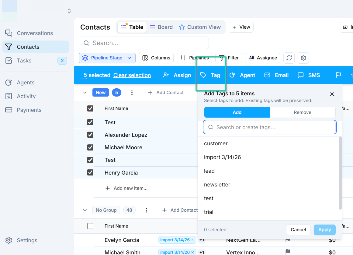 Add tags